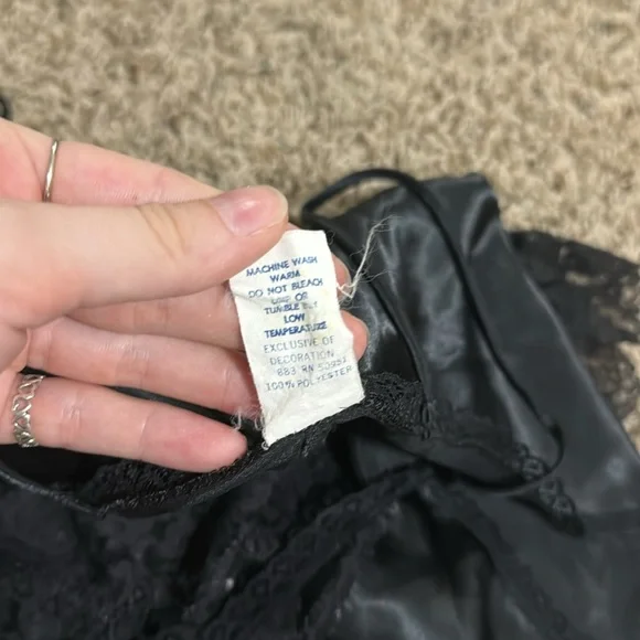 Vintage 90’s Black Satin & Lace Bodysuit Made in USA - Picture 6 of 9